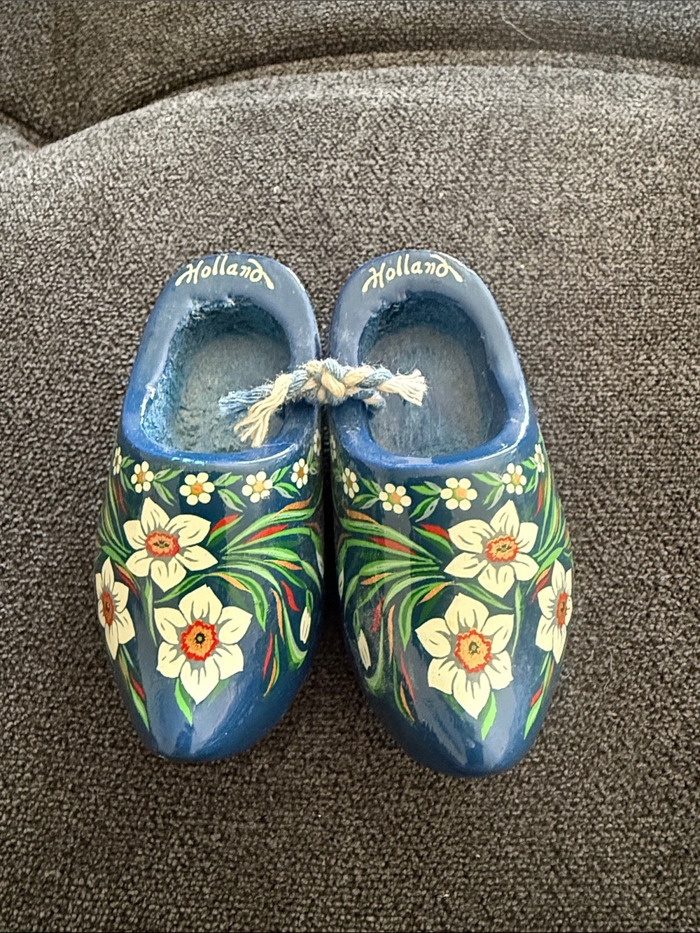 Hand-Painted Blue Floral mini Wooden Clogs